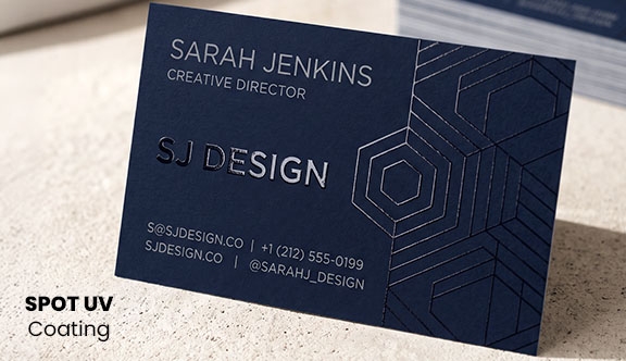 Raised Spot UV European Business Cards 3.35x2.17