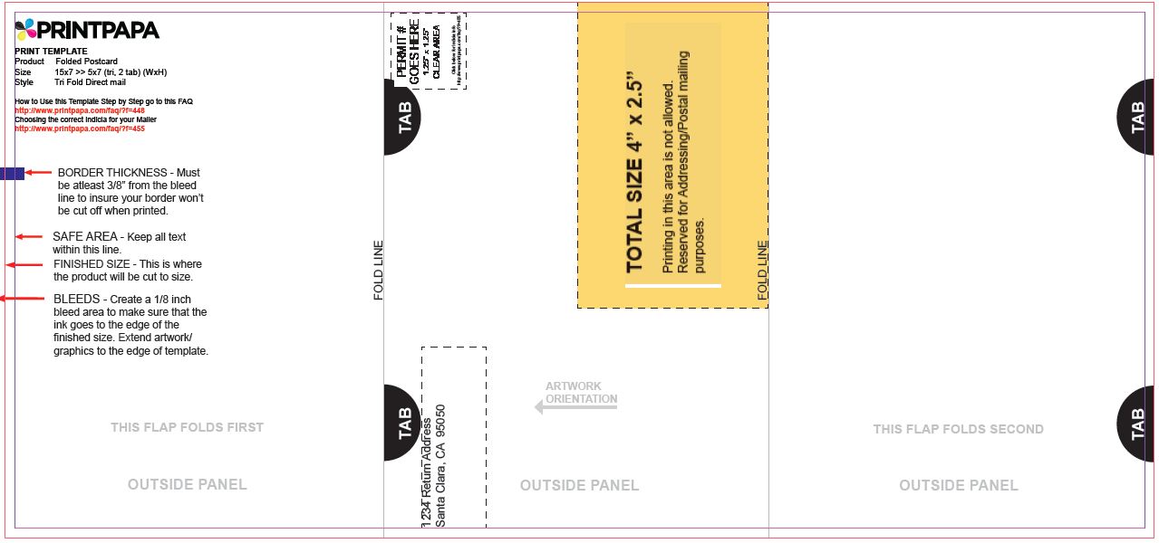 find a printing template printpapa com tri fold self mailer template